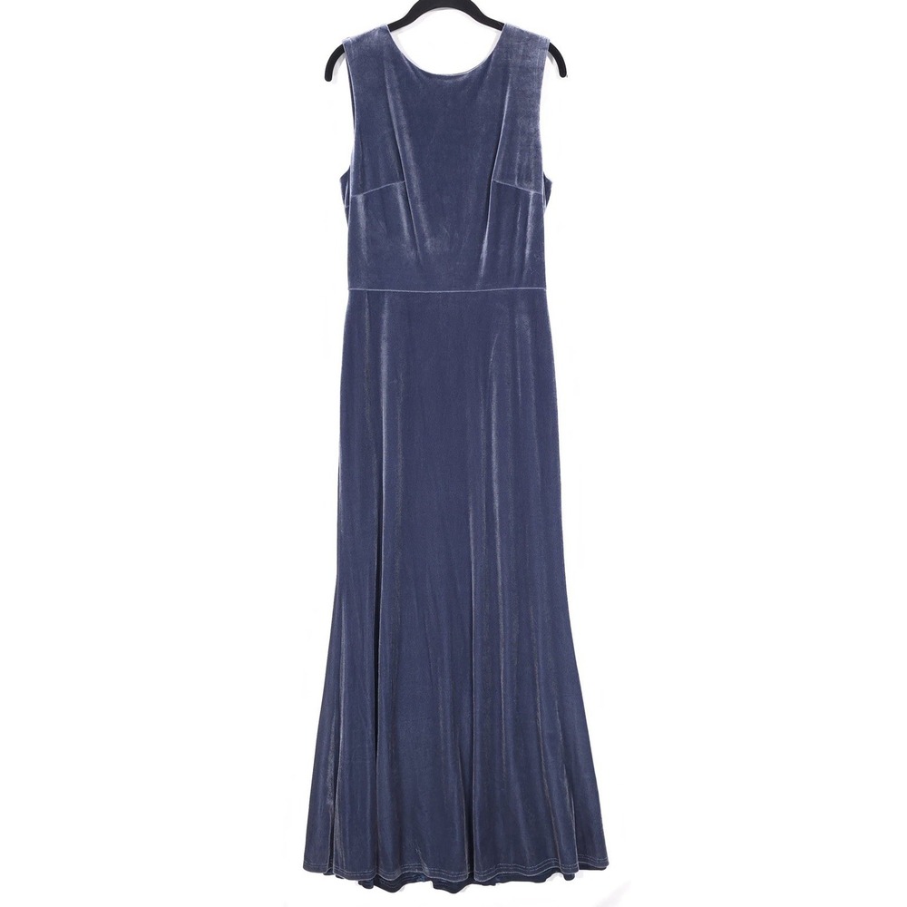 REVELRY‎ Women's Velvet Maxi Dress Size 10 Blue Gray Back Cutout Sleeveless